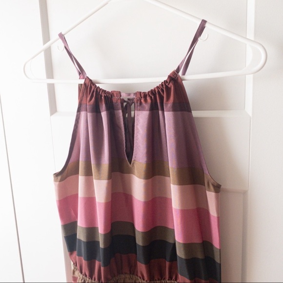 Loft Factory Colorful Striped Keyhole Halter Tie Maxi Dress Size S - Picture 3 of 4